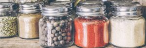 jars with colorful spices